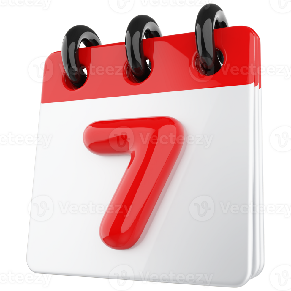 3d icon calendar number 7 png