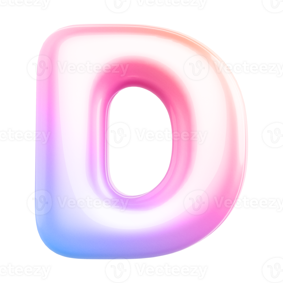 Gradient bubble letter D font 3d render 36306483 PNG
