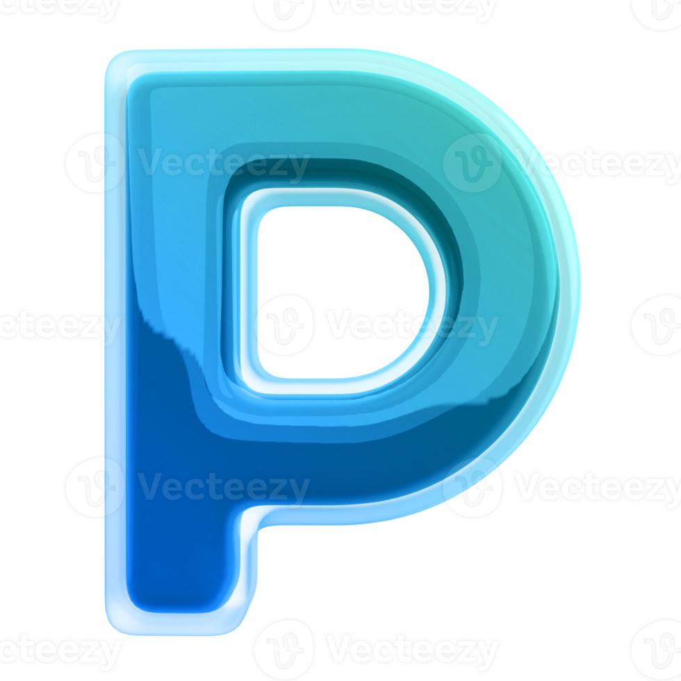 Gradient letter P font 3d render png
