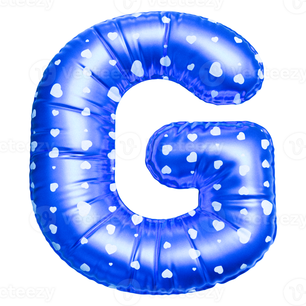 Blue letter G font 3d render png