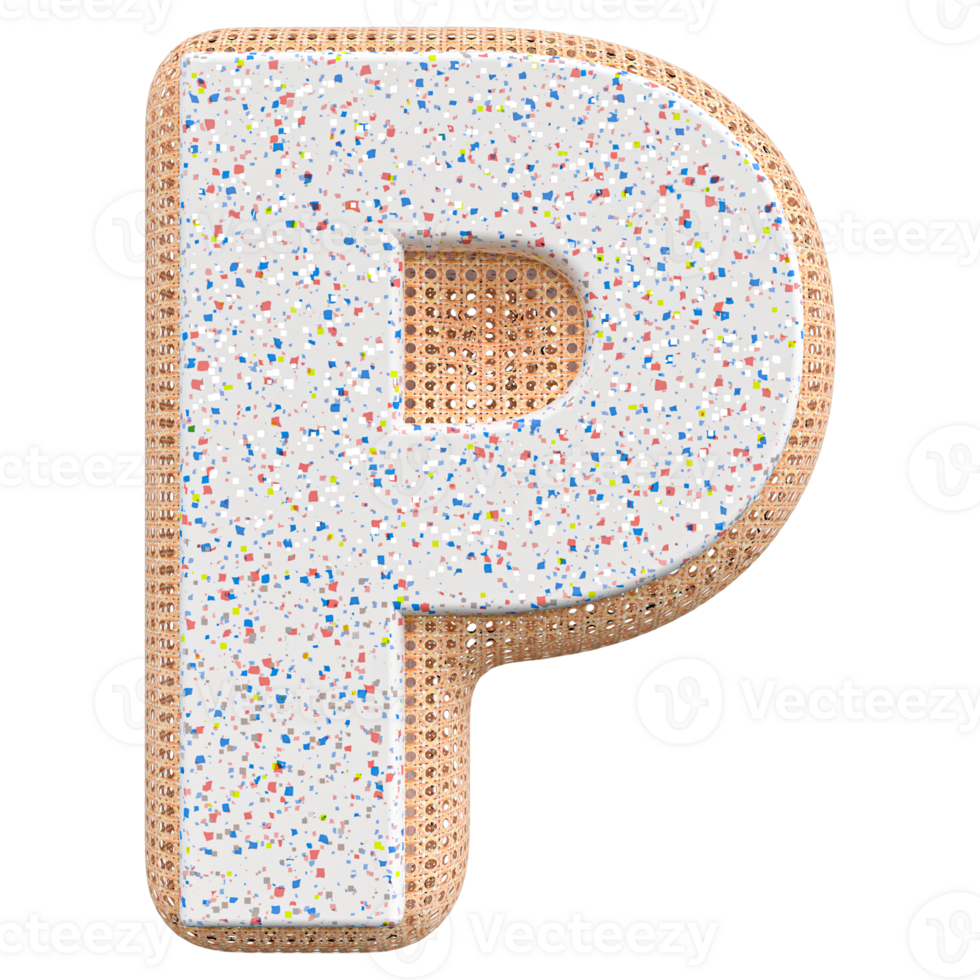 3d letter P font 3d render png