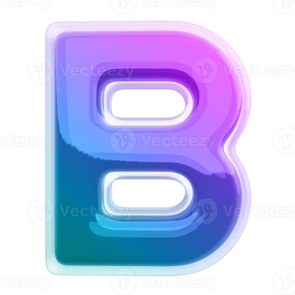 Gradient letter B font 3d render png