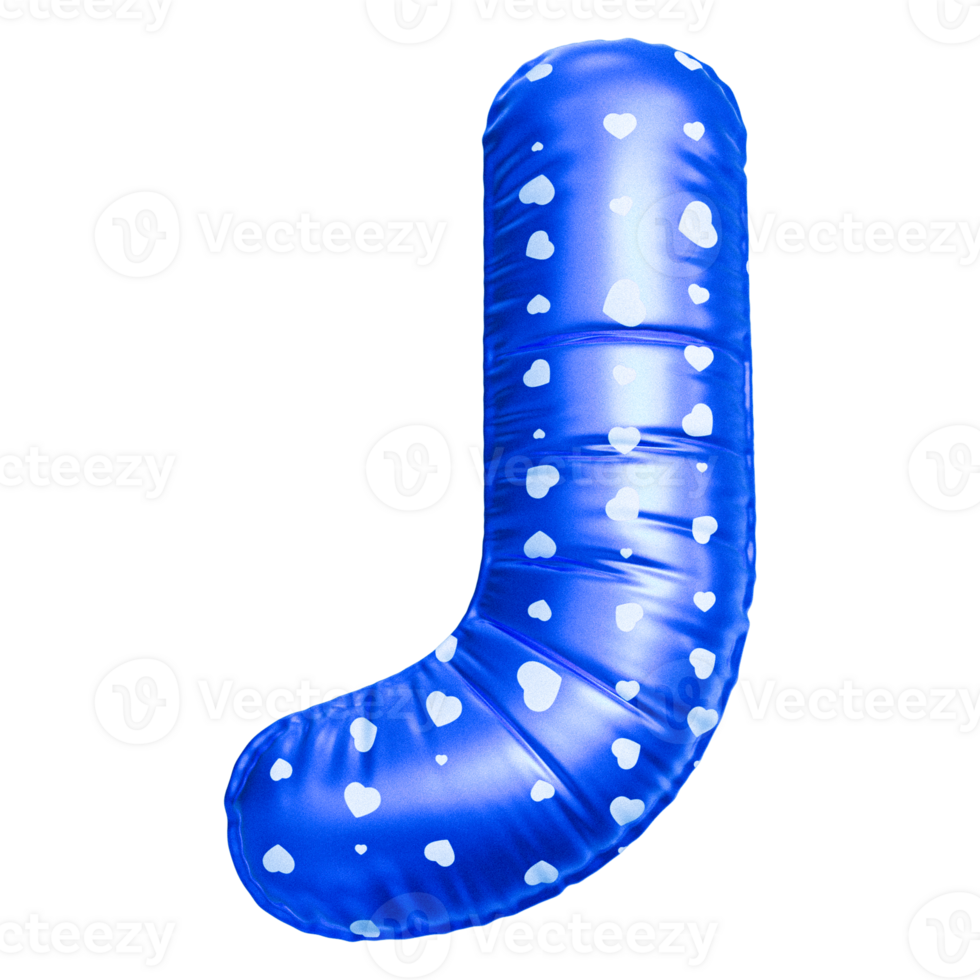 Blue letter J font 3d render png