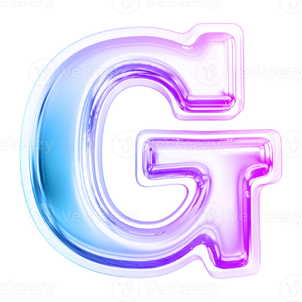 Gradient letter G font 3d render png