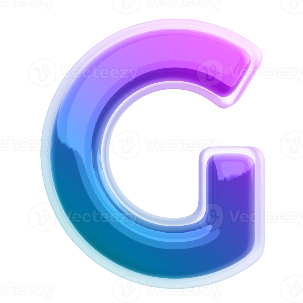 Gradient letter G font 3d render png