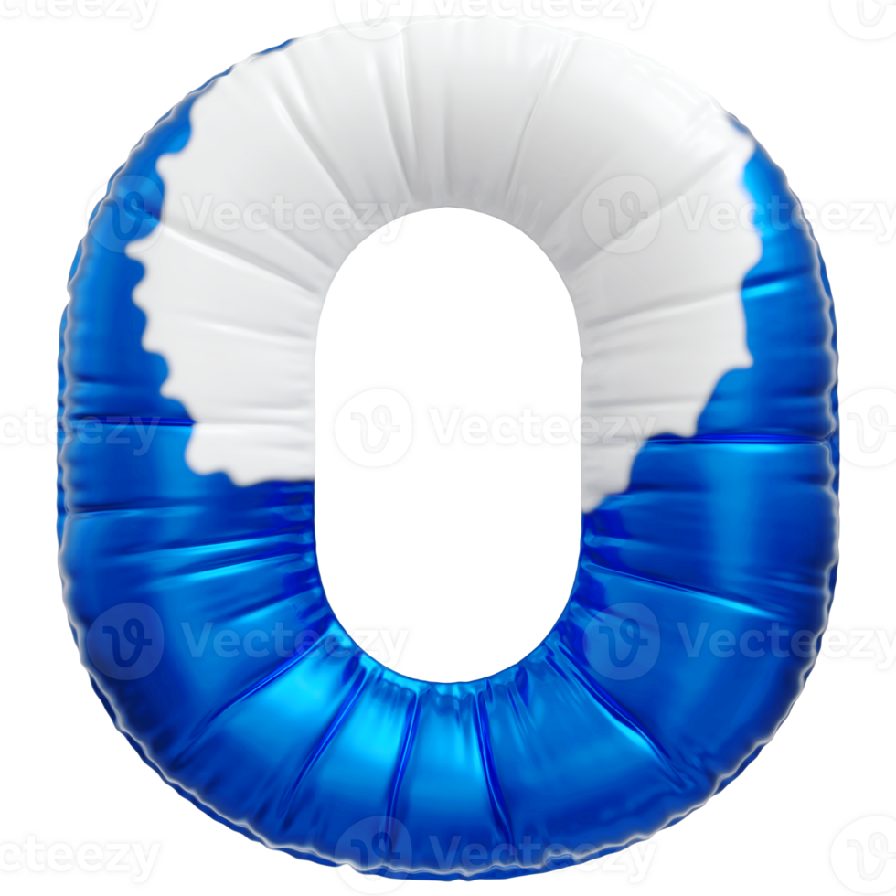 Blue letter O font 3d render png