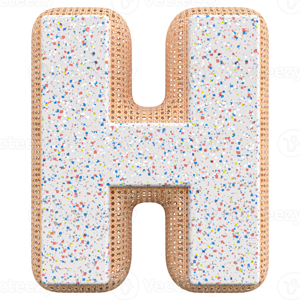 3d letter H font 3d render png