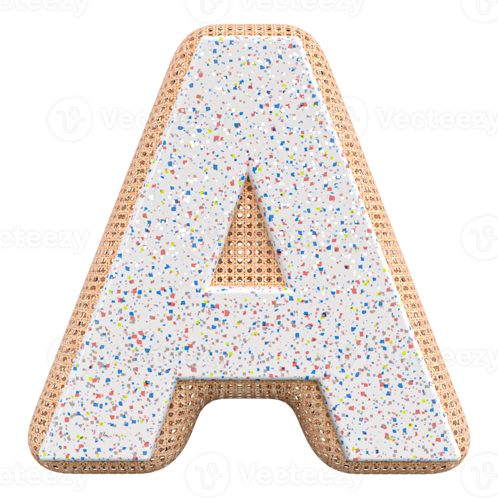 3d letter A font 3d render png