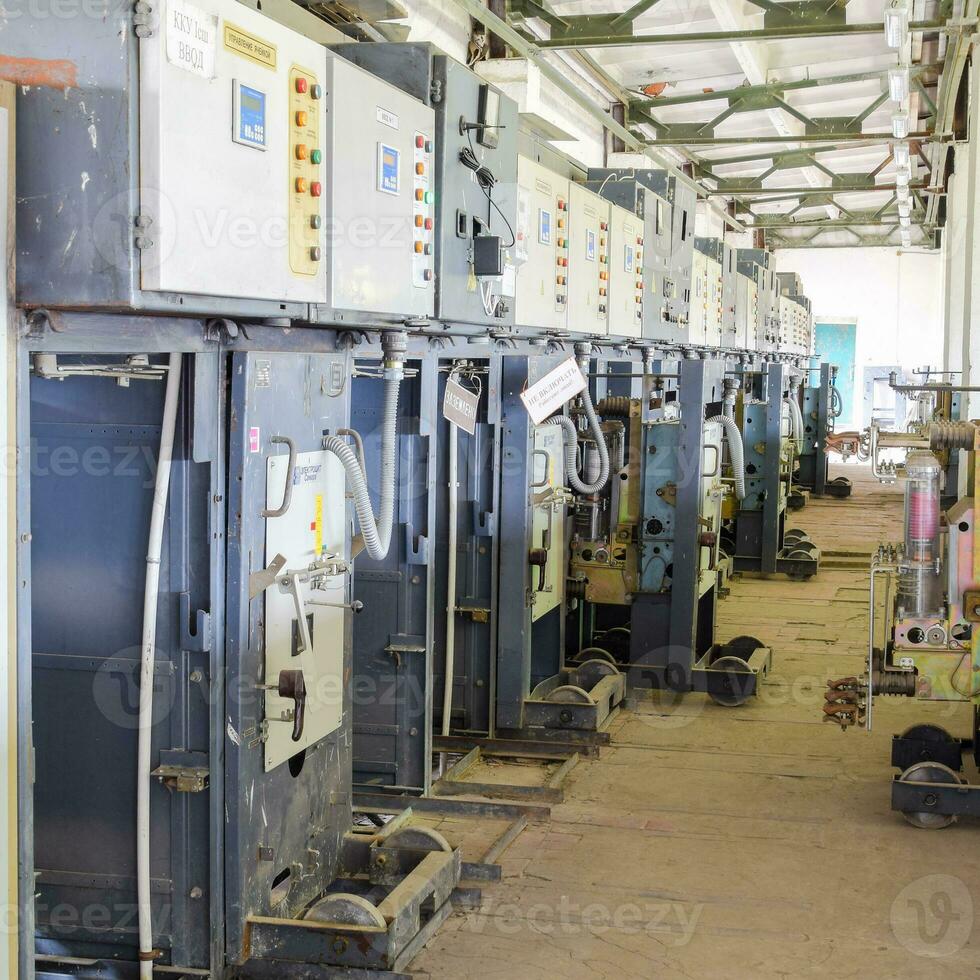 Electrical switchboard pumping station. Control units and electr photo
