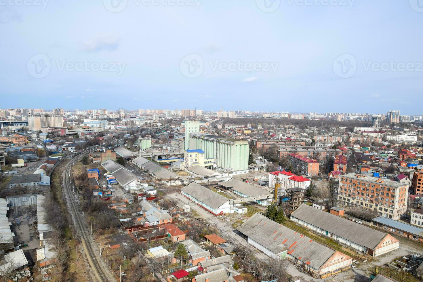 City landscape. The view from the heights of the 24th floor. Krasnodar city. Urban view. photo