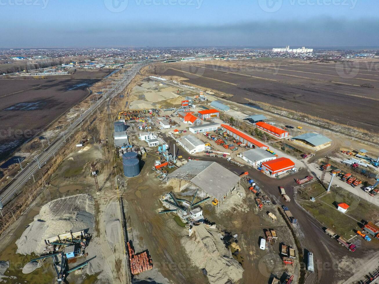 for road repair plant. The site with building materials for the photo