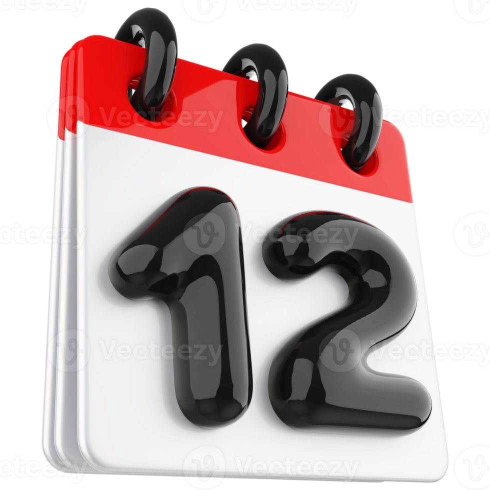 3d icon calendar number 12 png