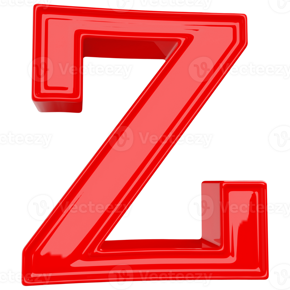 Red letter Z font 3d render png