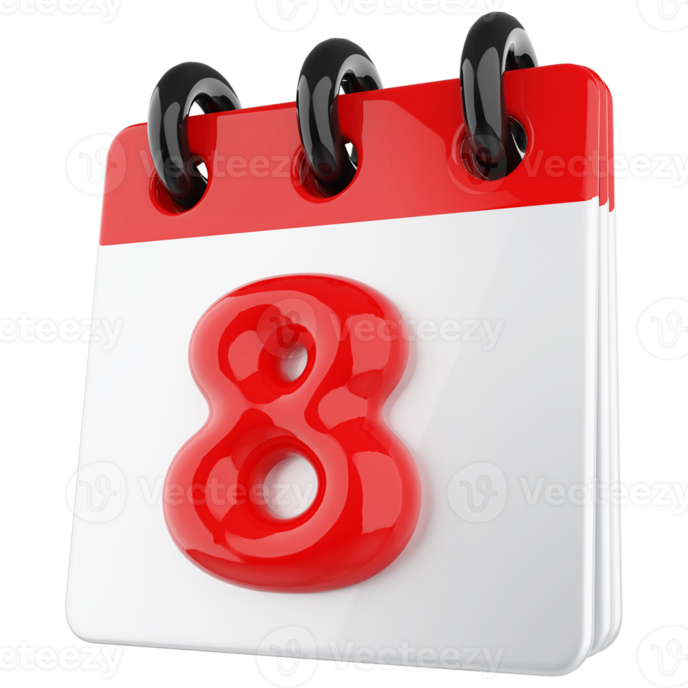 3d icon calendar number 8 png