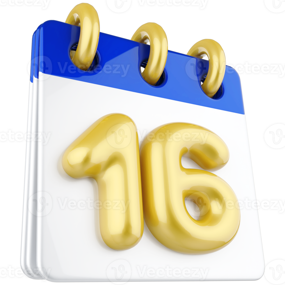 3d icon calendar number 16 png