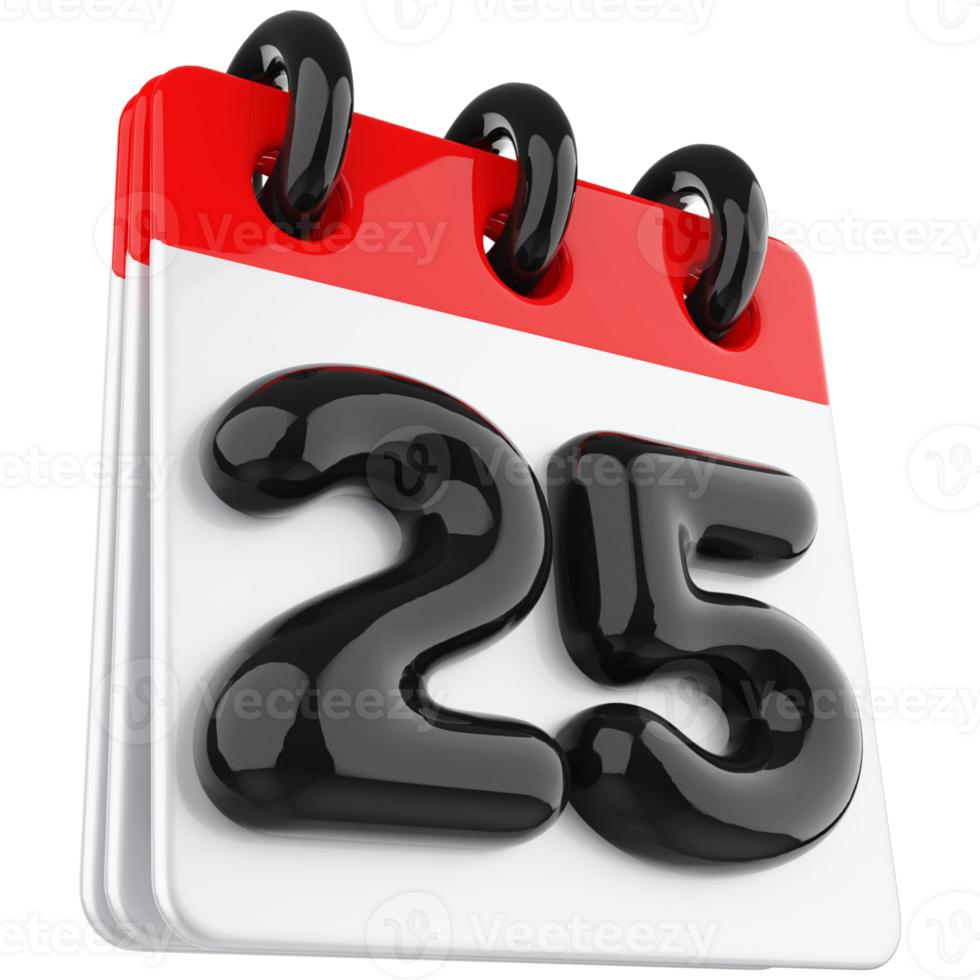 3d icono calendario número 25 png