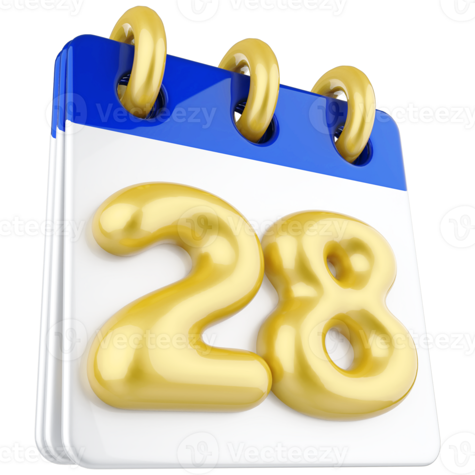 3d icon calendar number 28 png