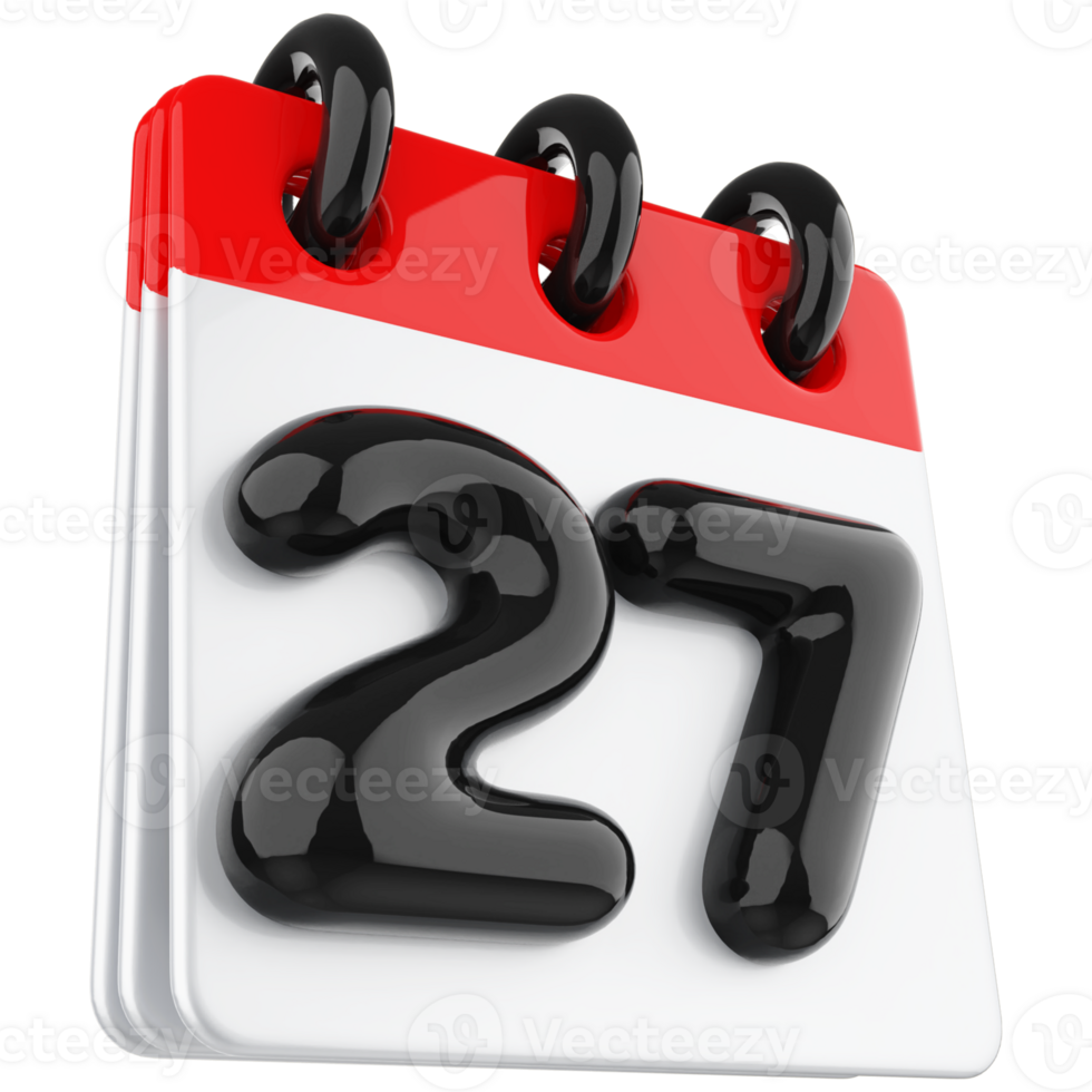 3d icono calendario número 27 png