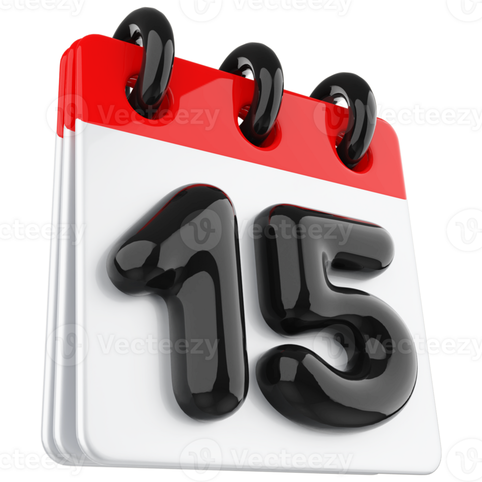 3d icon calendar number 15 png