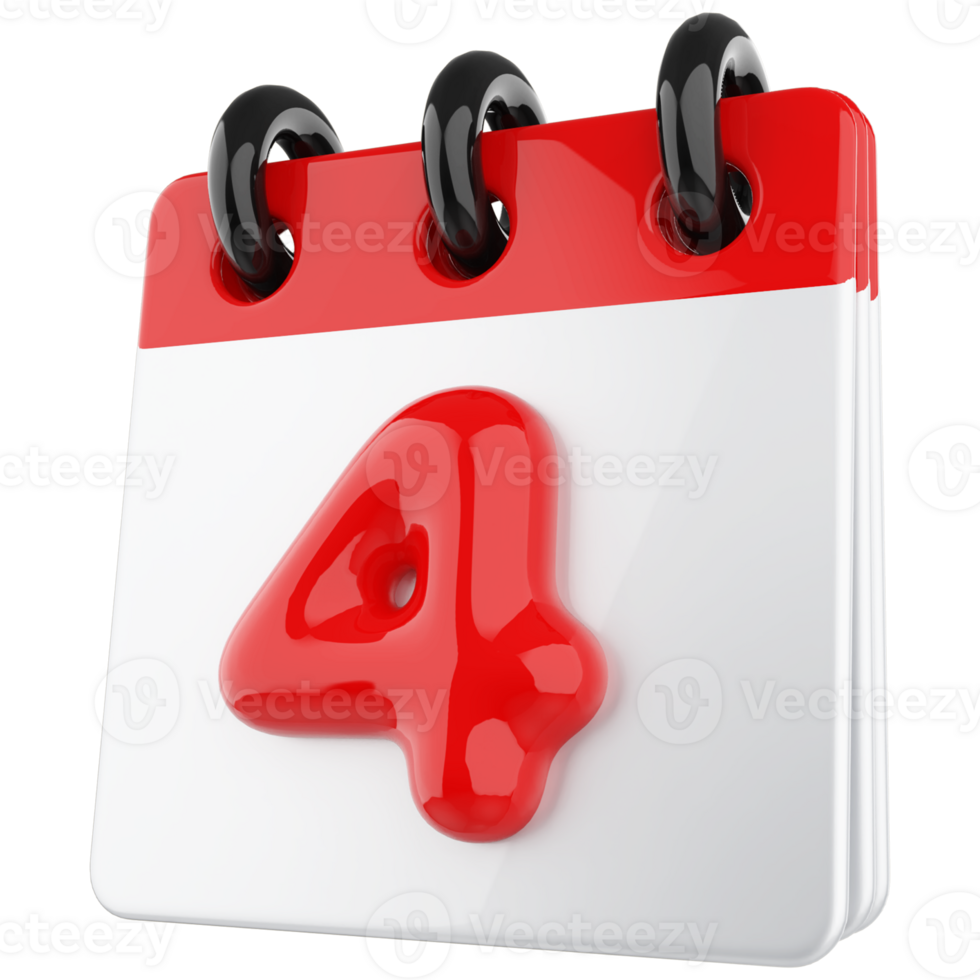 3d icon calendar number 4 png