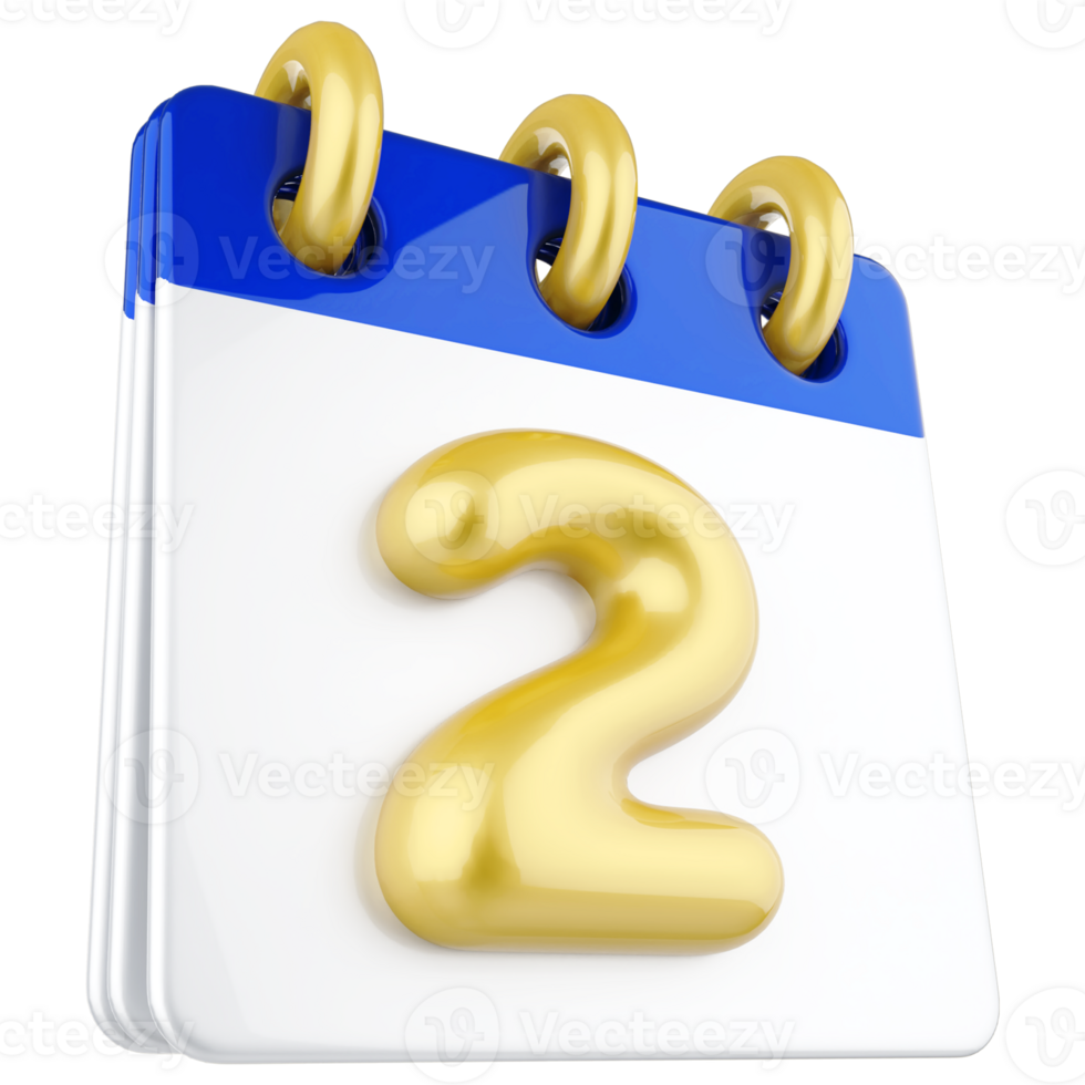 3d icona calendario numero 2 png