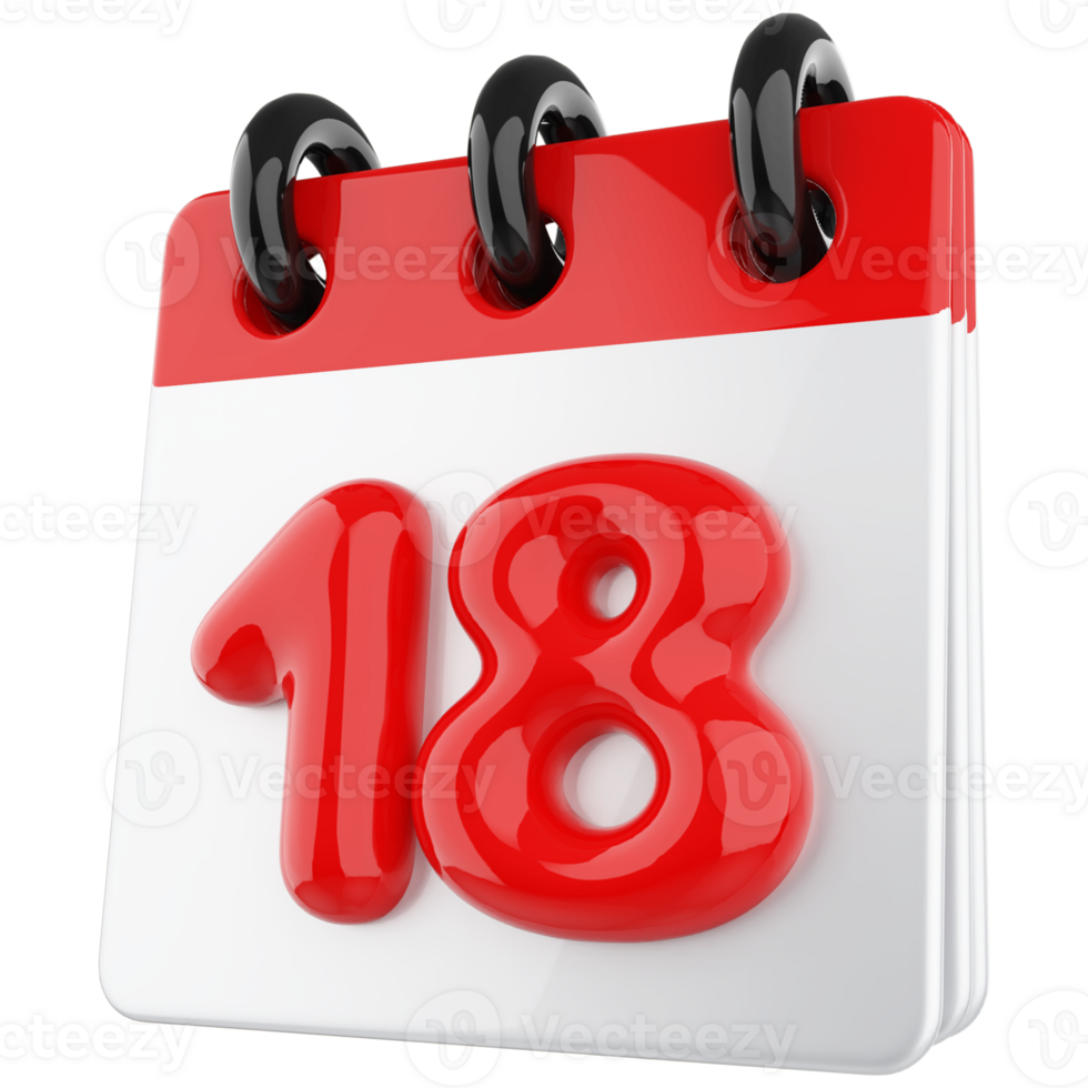 3d icon calendar number 18 png