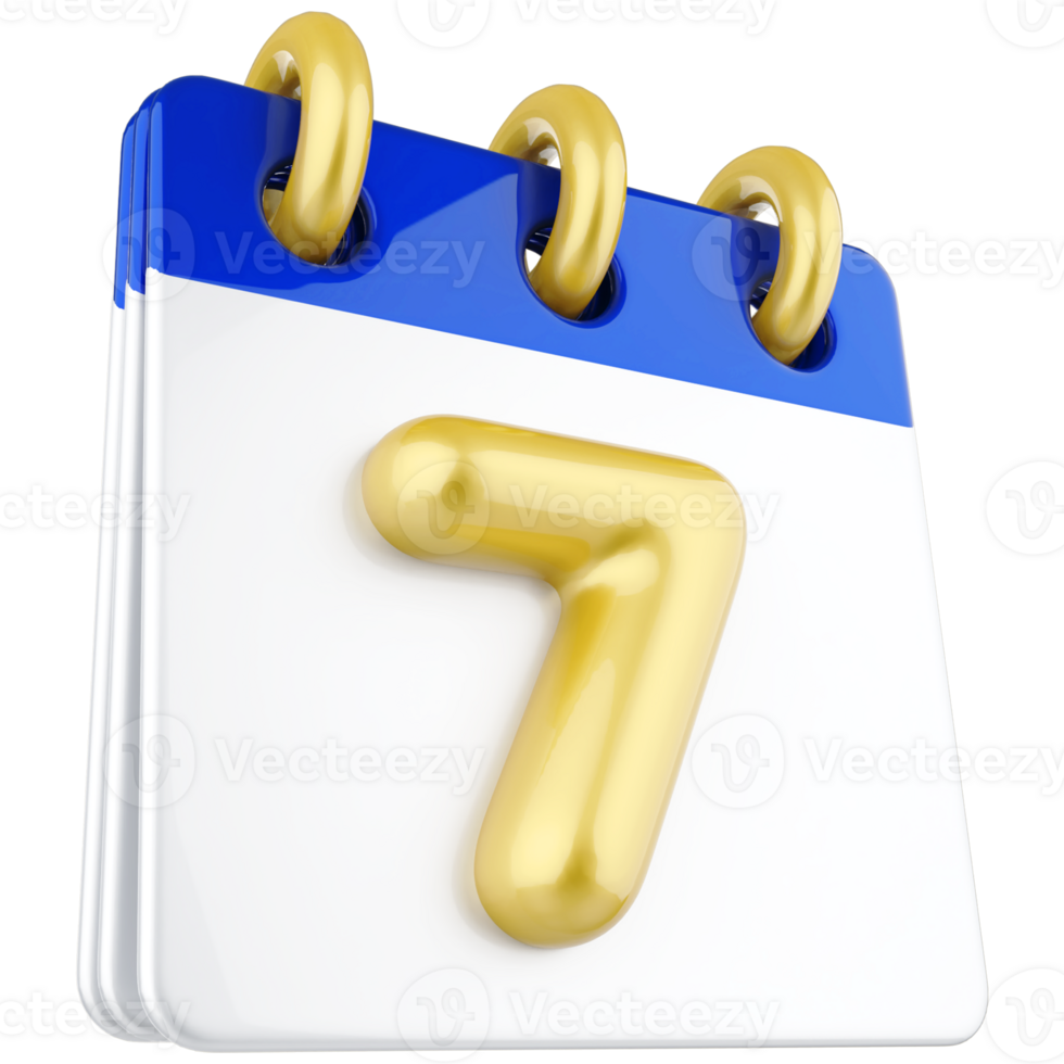 3d icon calendar number 7 png