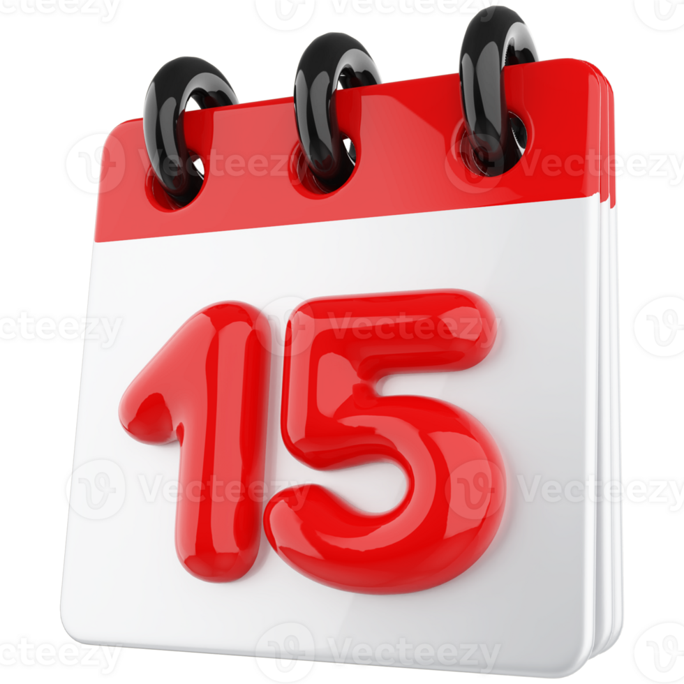 3d icon calendar number 15 png