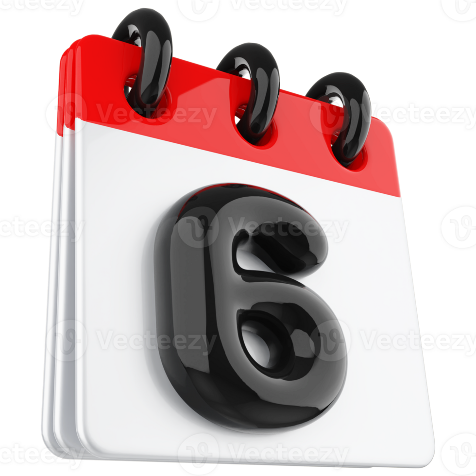 3d icon calendar number 6 png