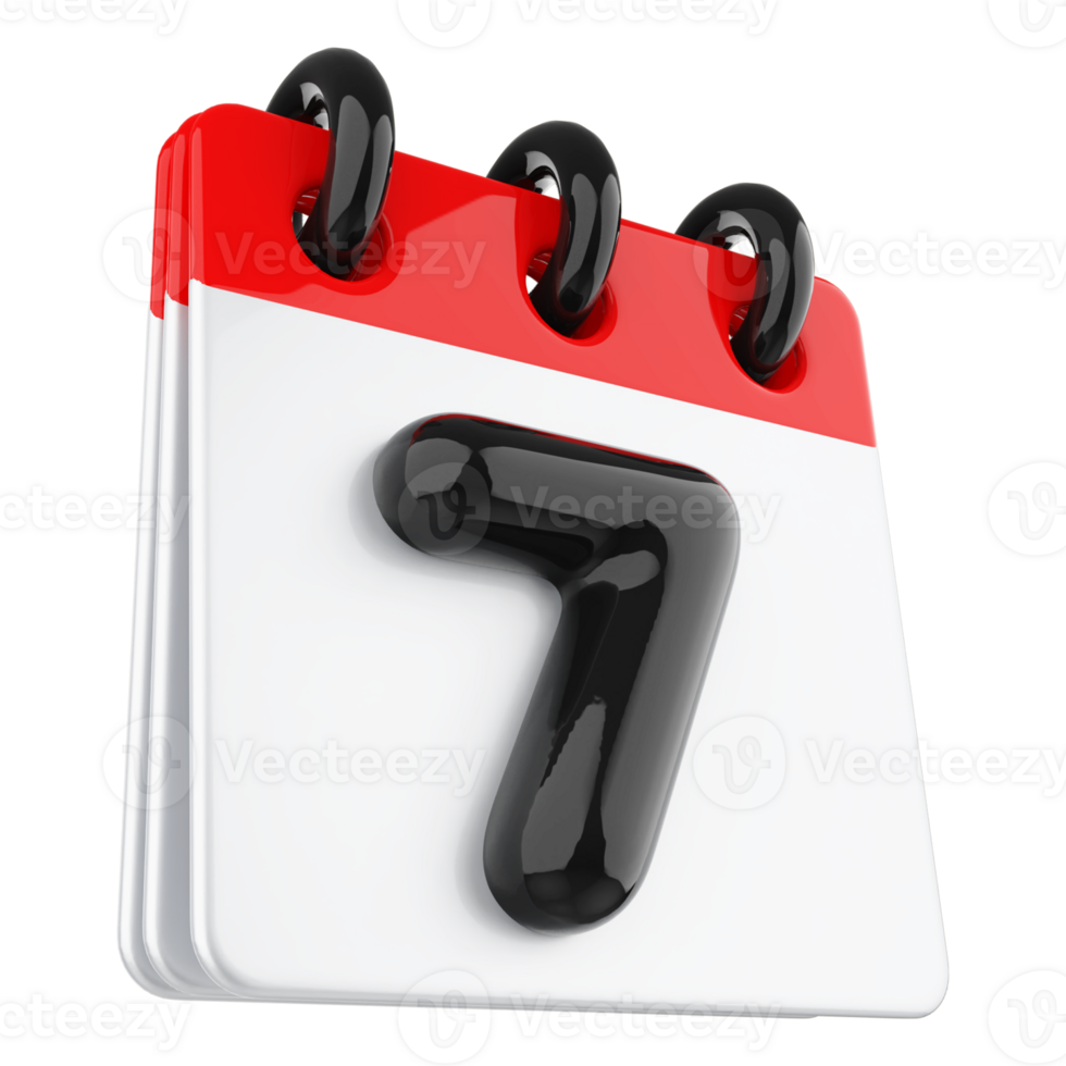 3d icon calendar number 7 png