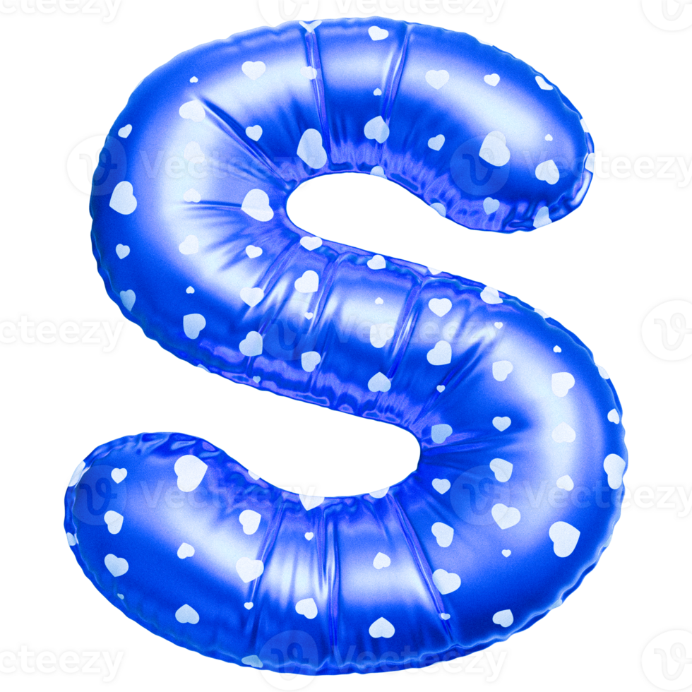 Blue letter S font 3d render png