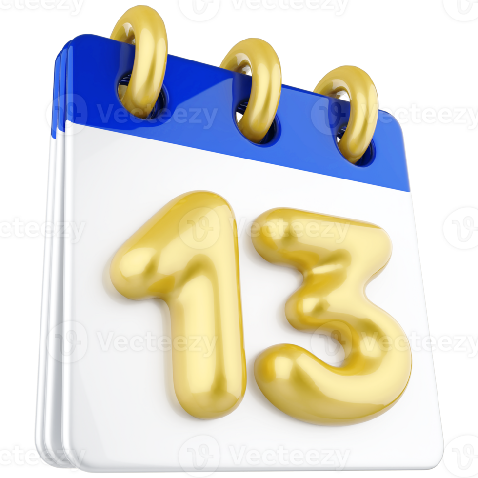 3d icon calendar number 13 png