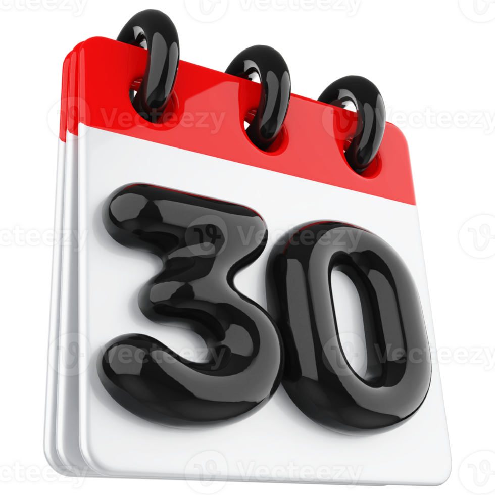 3d icon calendar number 30 png