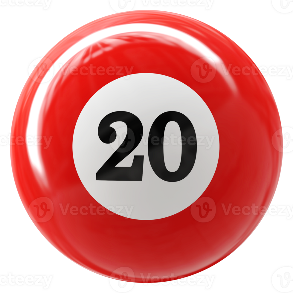 20 number 3d ball red png