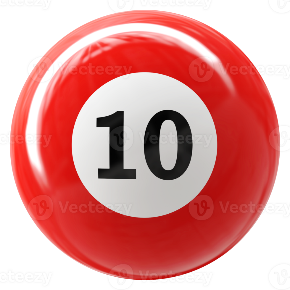 10 number 3d ball red png
