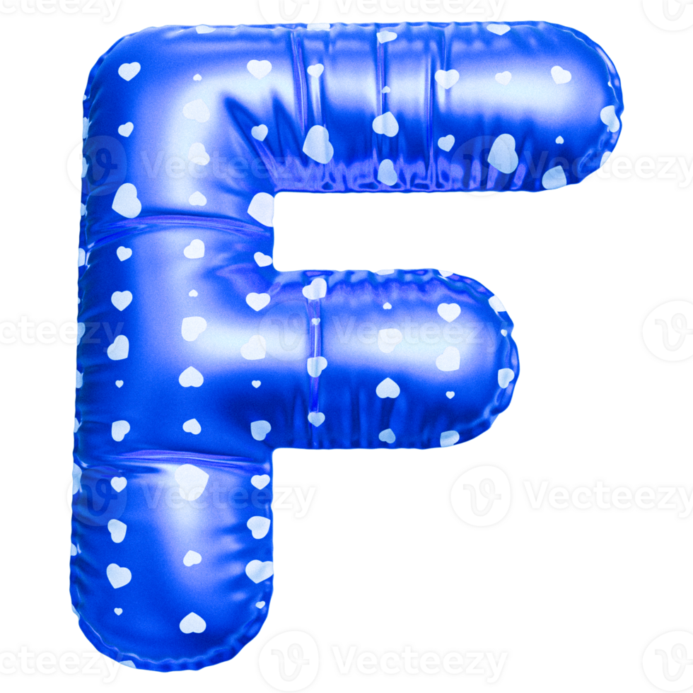 Blue letter F font 3d render png