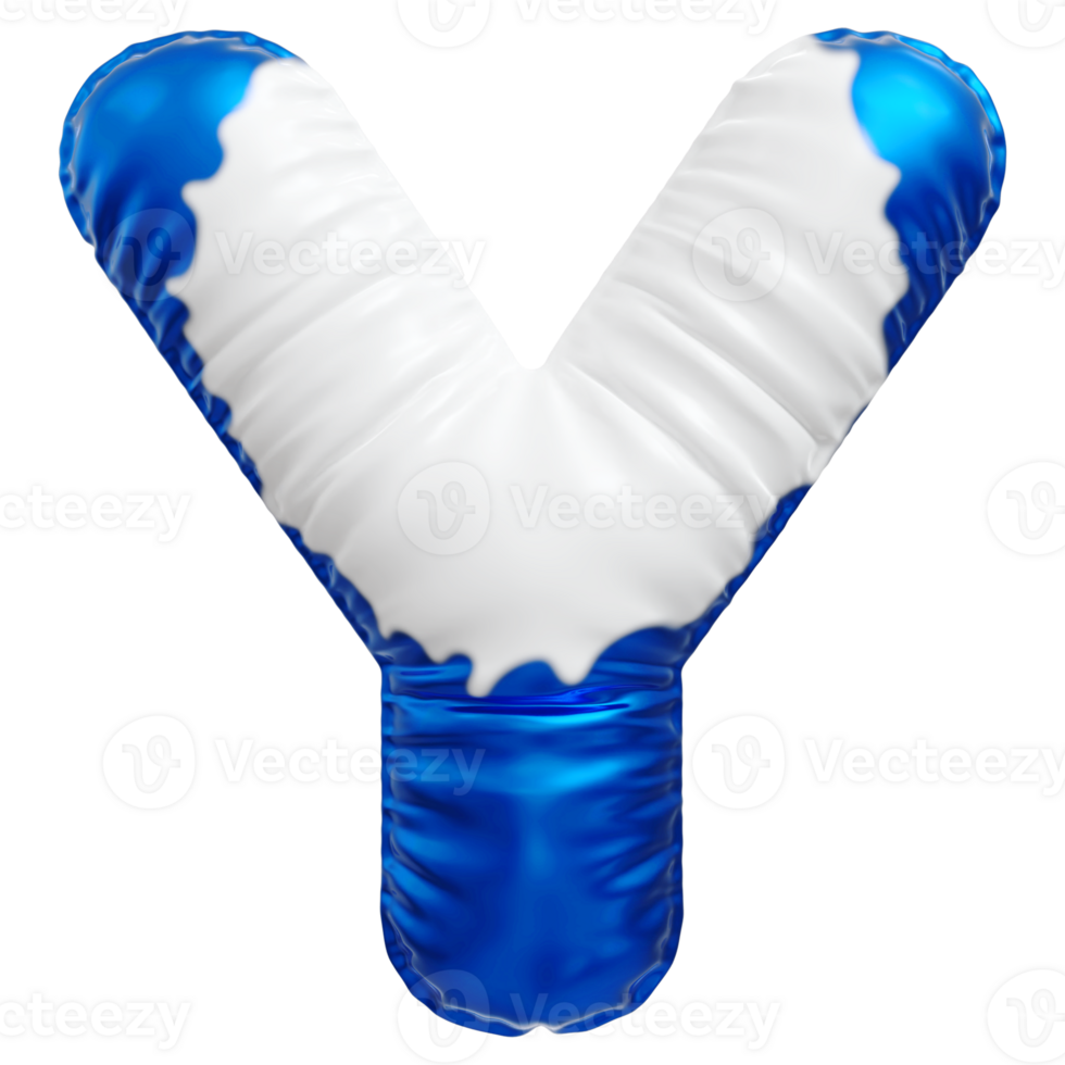Blue letter Y font 3d render png