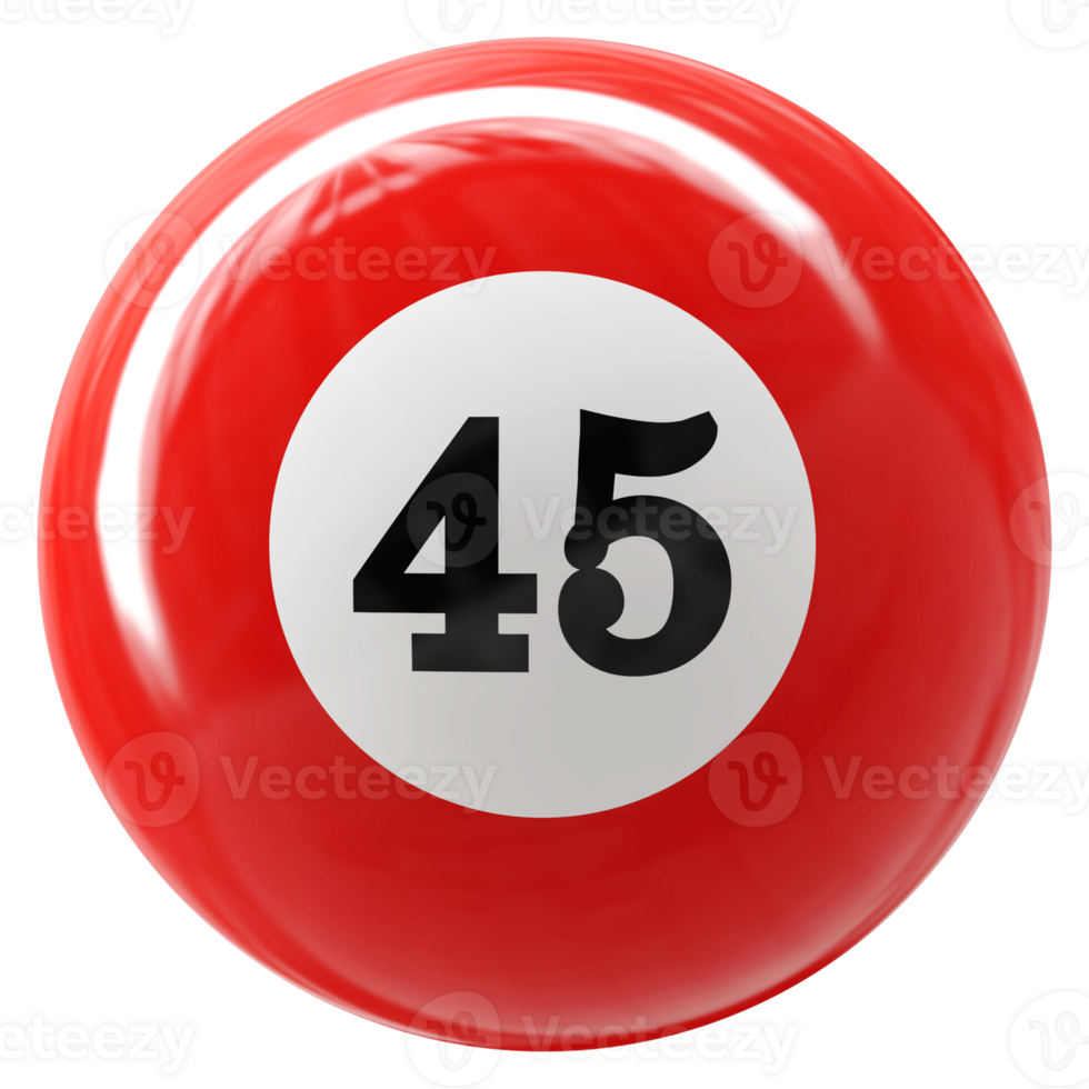 45 number 3d ball red png