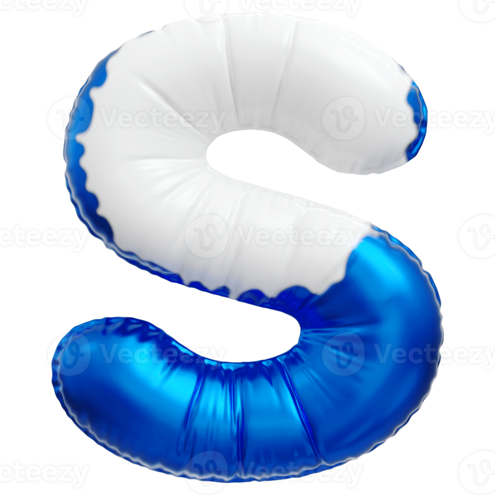 Blue letter S font 3d render png
