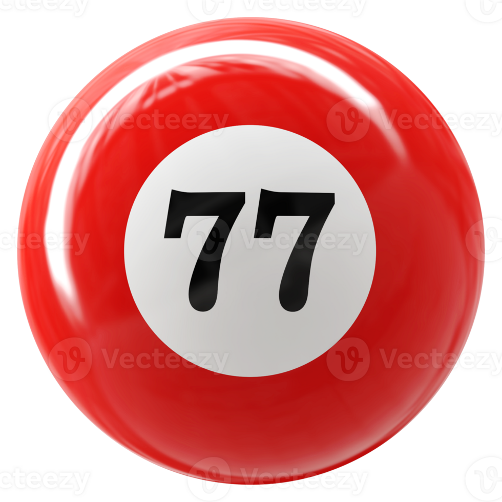 77 number 3d ball red png