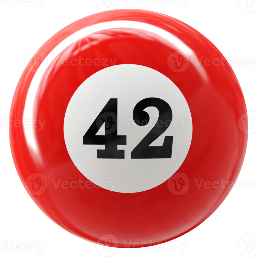 42 number 3d ball red png