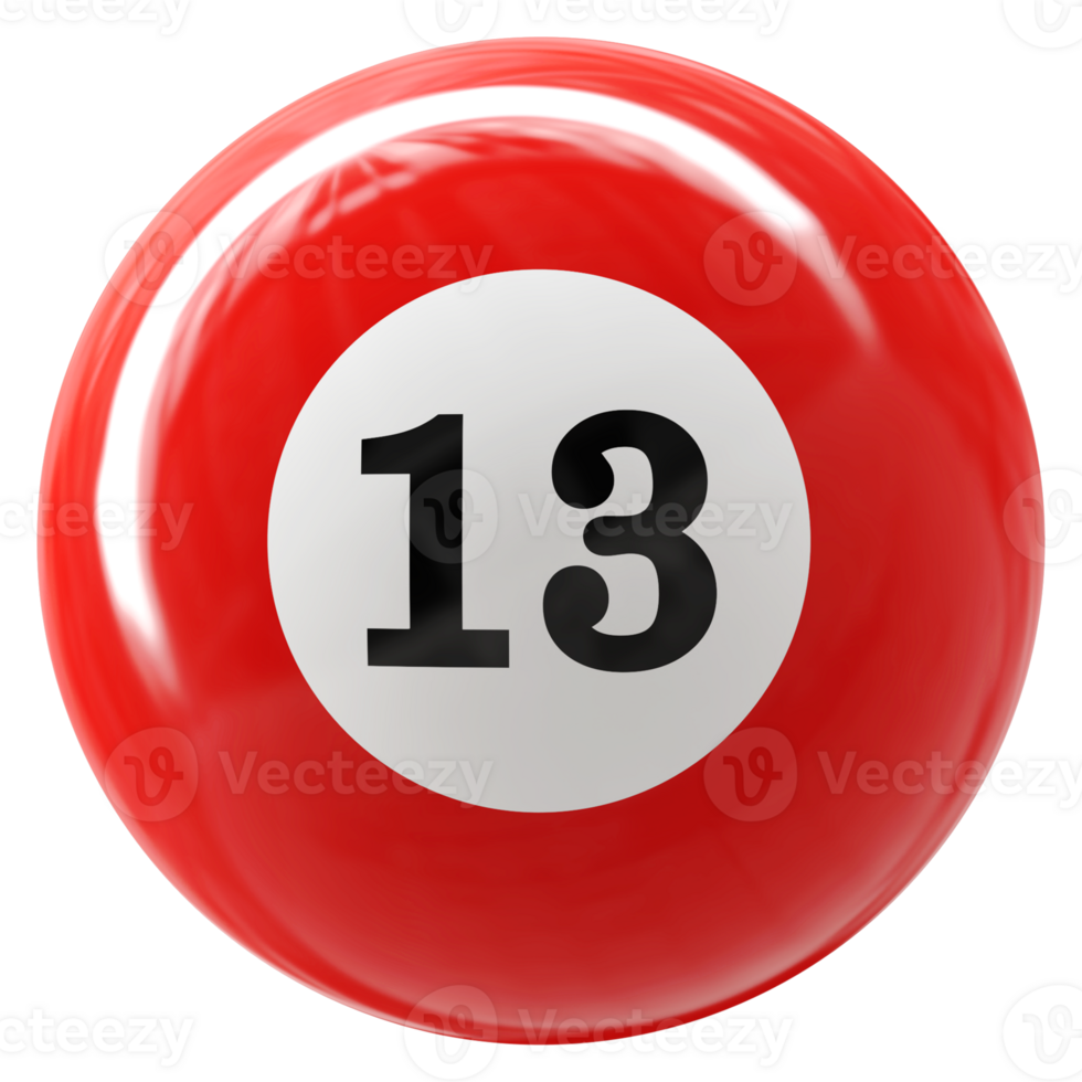 13 number 3d ball red png