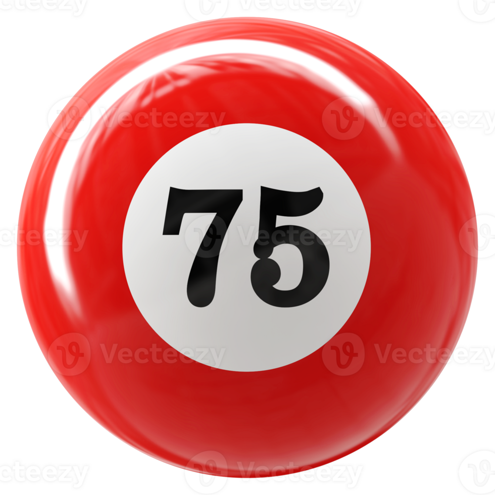 75 number 3d ball red png