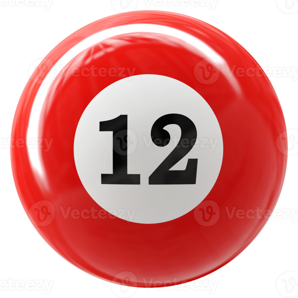 12 number 3d ball red png