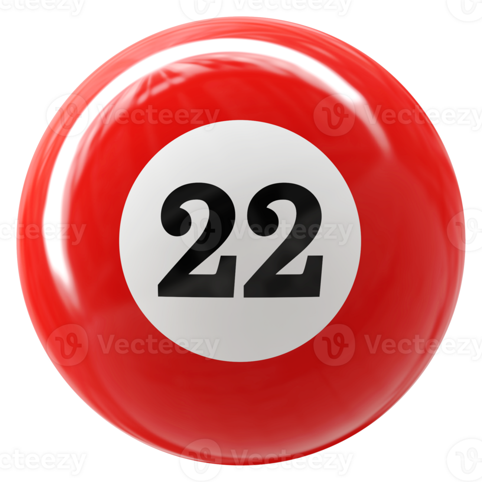 22 number 3d ball red png