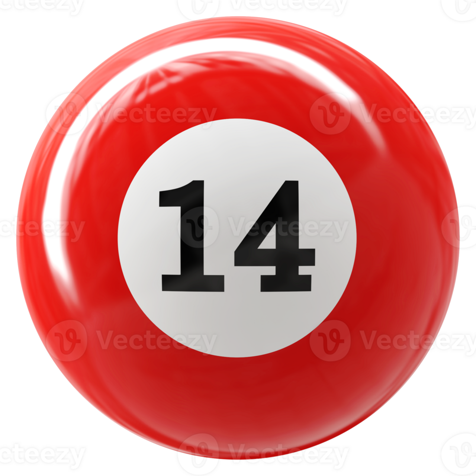 14 number 3d ball red png