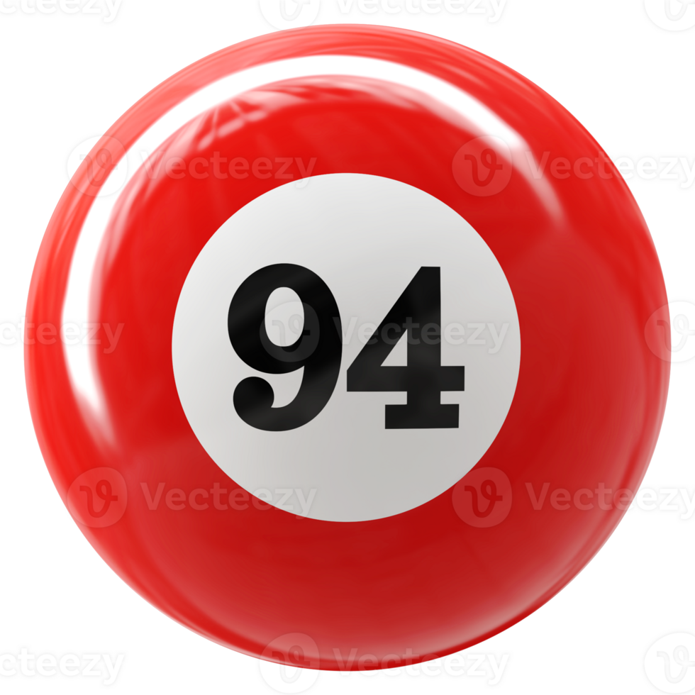 94 number 3d ball red png