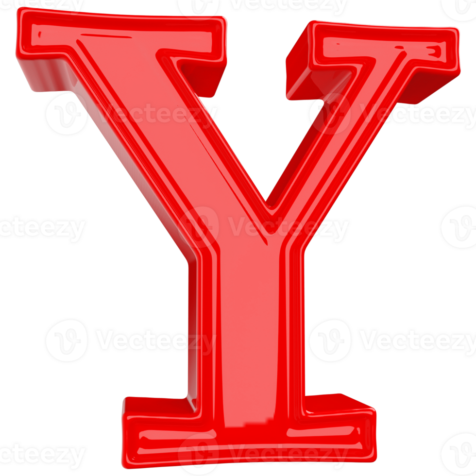 Red letter Y font 3d render png