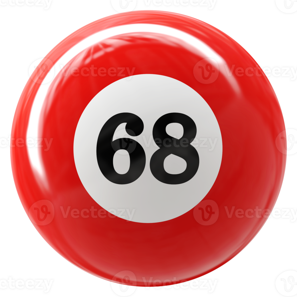 68 number 3d ball red png