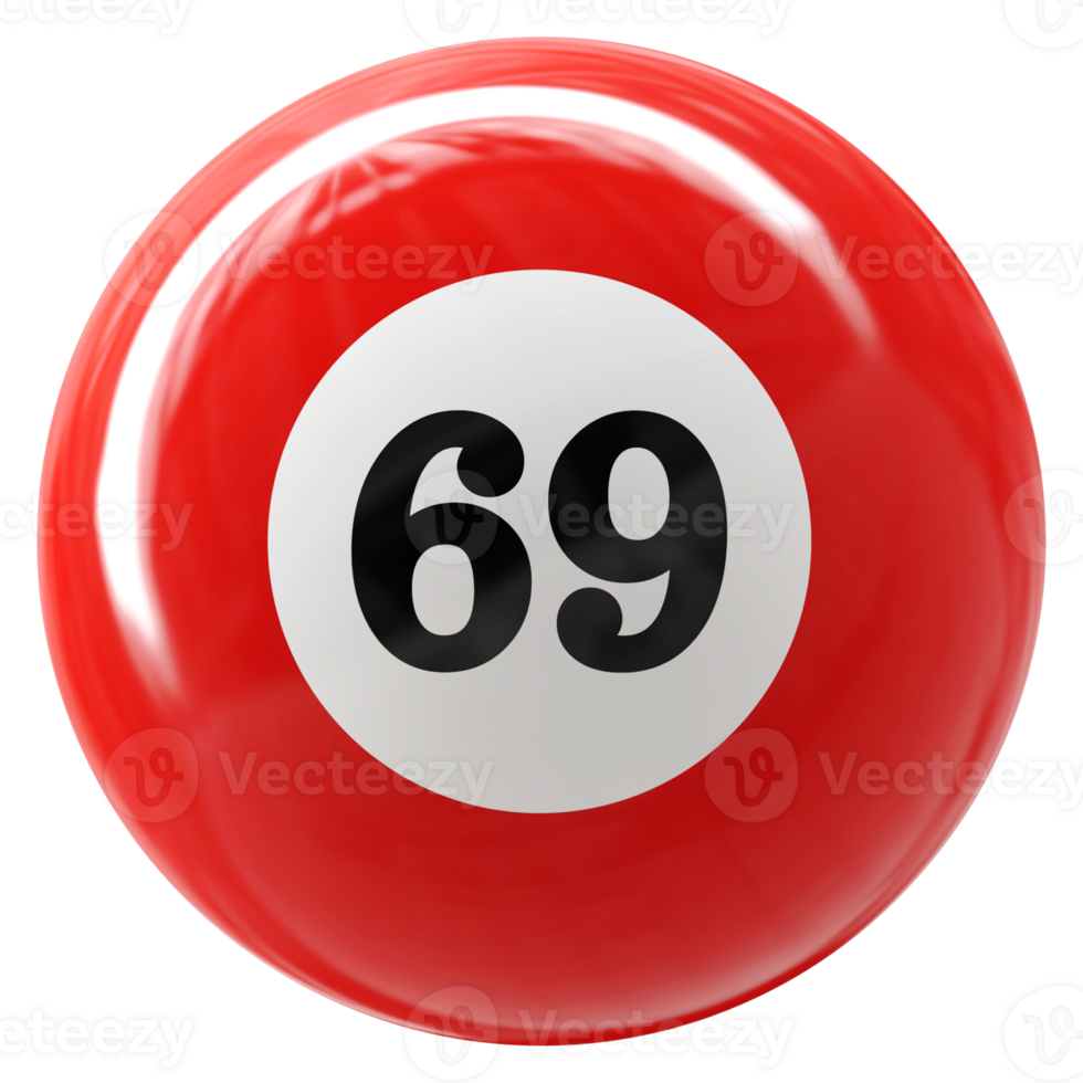 69 number 3d ball red png